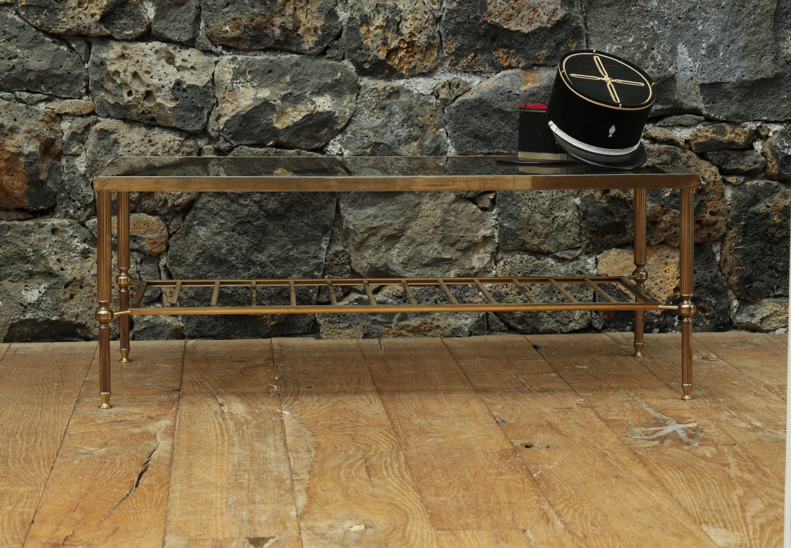 Brass Coffee Table with Shelf